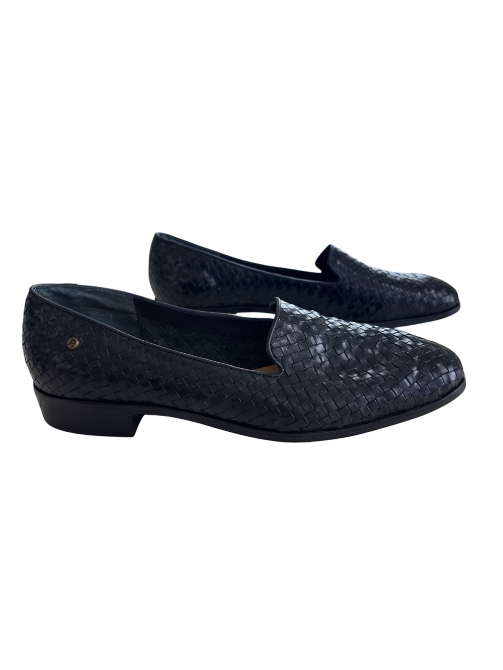 Etienne Aigner Black Woven Loafer Shoes Women’s 8 Leather Preppy Quiet Luxury